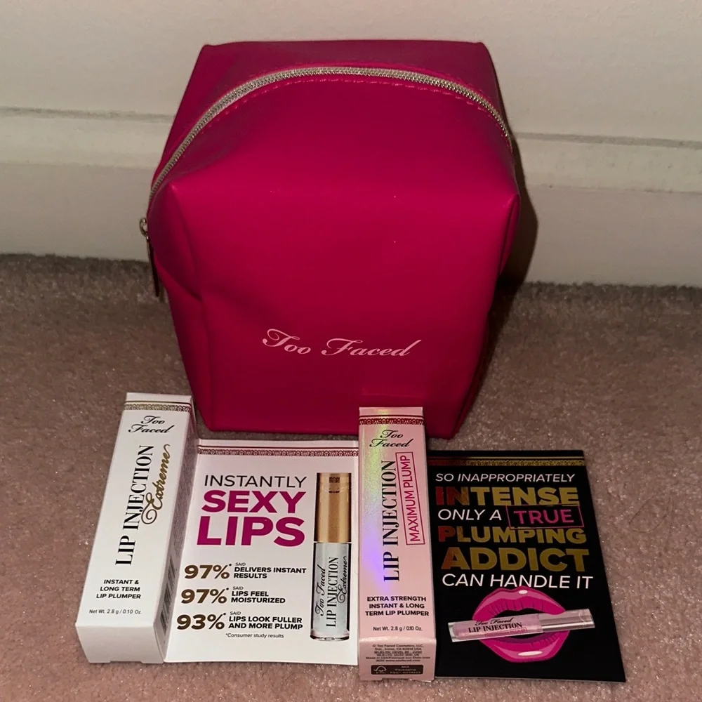 Too Faced 2-Pc. Lip Injection Major Must-Haves Travel Lip Plumper Gift Set NWT